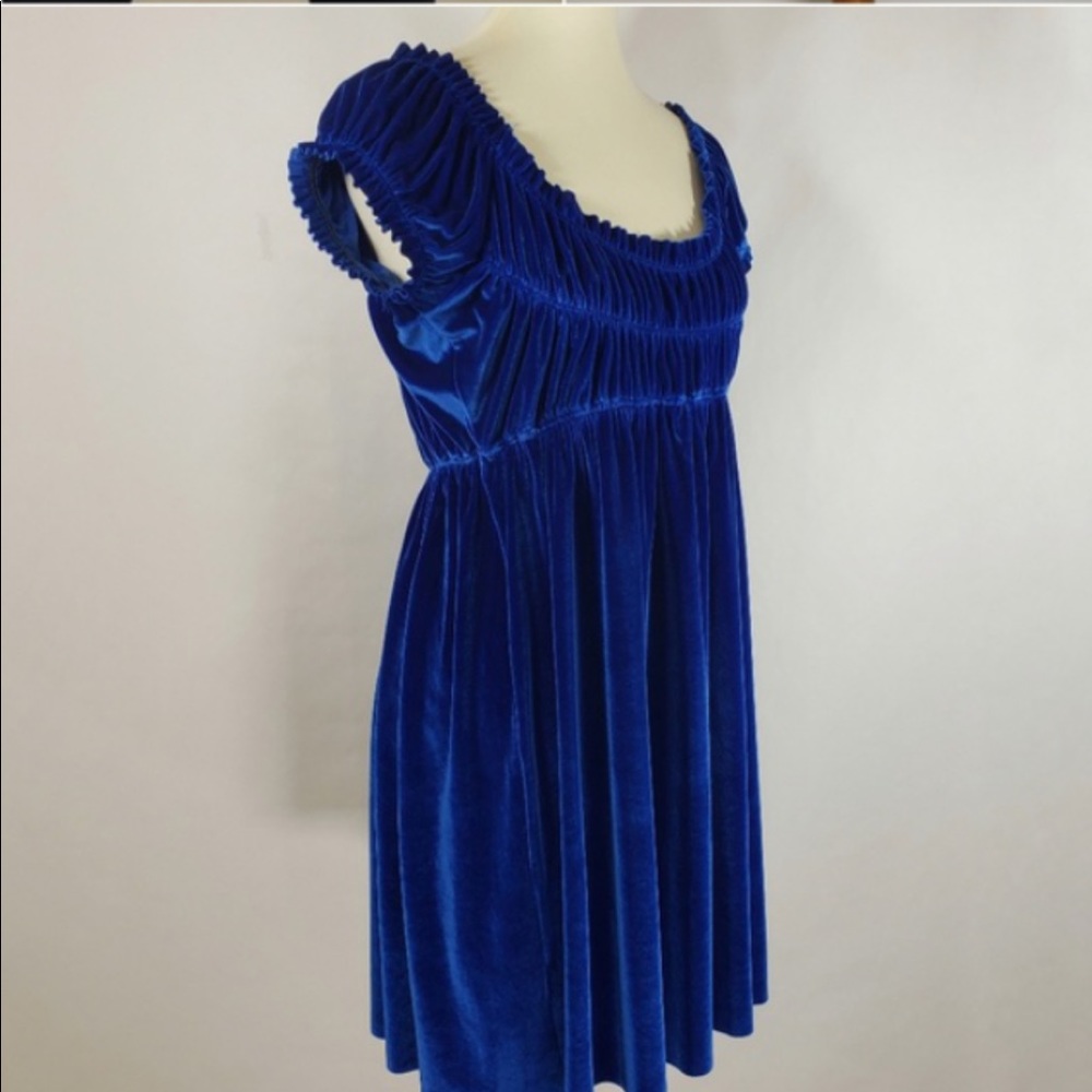 Free People Royal Blue Velvet Babydoll Dress